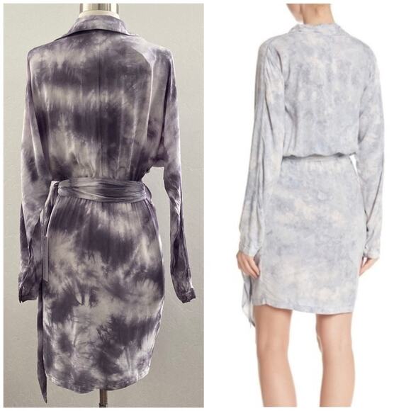 Young Fabulous & Broke Raine Tie-Dye Wrap Mini Dress Elastic Purple Size XS NWT - Picture 2 of 16